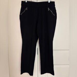 INC Pull On Elastic Waist Black Dress Pants, High Rise Slacks Slim Leg 14 P